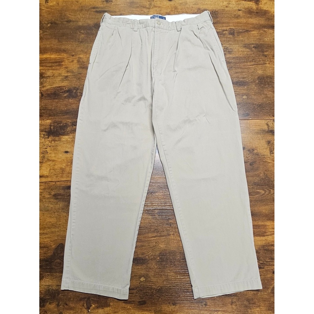 Polo Ralph Lauren Andrew Pant Mens 35x30 Khaki Tan Pleated Chino Trousers Cotton